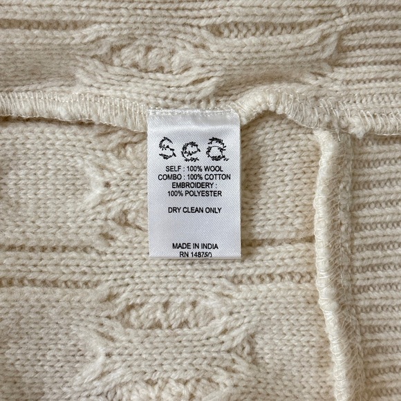 NWT SEA New York Lainey Eyelet-Embroidery Cream Long-Sleeve Cardigan Sweater - Picture 8 of 8